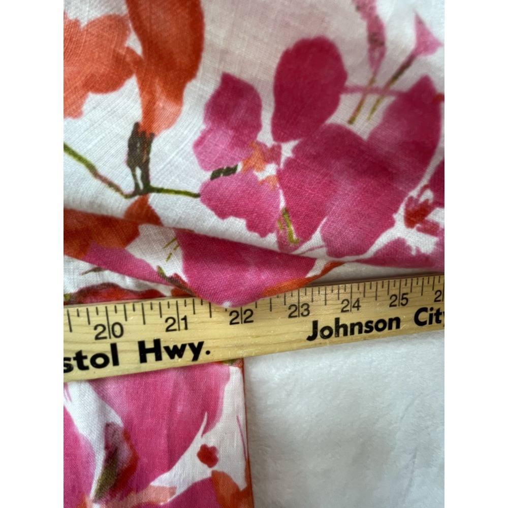 Jones New York Sport Linen Shirt M Floral Button Front 3/4 Sleeve Boho Cottage - Picture 7 of 10